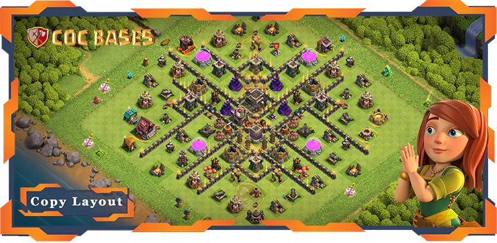Top Base TH9 with Link, Hybrid, Defense, Anti Everything Layout – Clash of Clans (273)