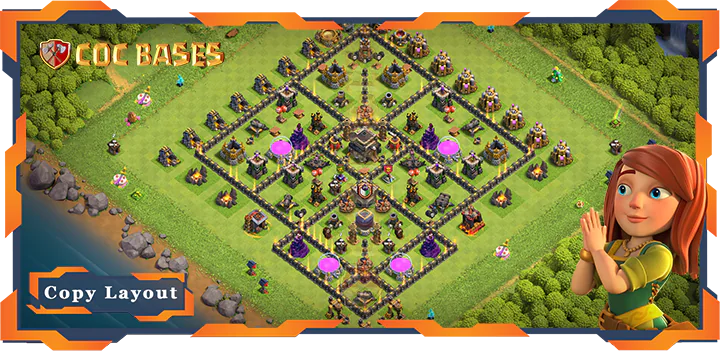 Top Base TH9 with Link, Anti 2 Star, Hybrid Layout – Clash of Clans (313)