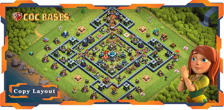 Top Defense Base TH13 with Link, Anti Trophy, Hybrid Layout – Clash of Clans (366)
