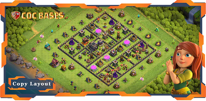 Top Farming Base TH9 with Link, Hybrid, Anti 3 Star Layout – Clash of Clans (274)