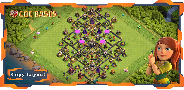 Top Farming Base TH9 with Link, Hybrid Layout – Clash of Clans (303)