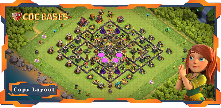 Top Farming Base TH9 with Link, Hybrid, Anti 2 Star Layout – Clash of Clans (266)