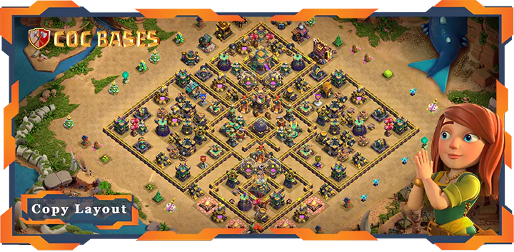 Top Farming Base TH14 with Link, Anti Air/Electro Dragon, Hybrid Layout – Clash of Clans (351)