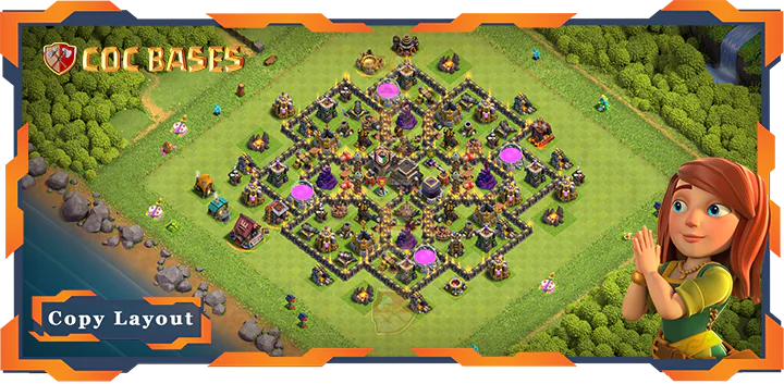 Top Farming Base TH9 with Link, Hybrid, Anti Everything Layout – Clash of Clans (256)