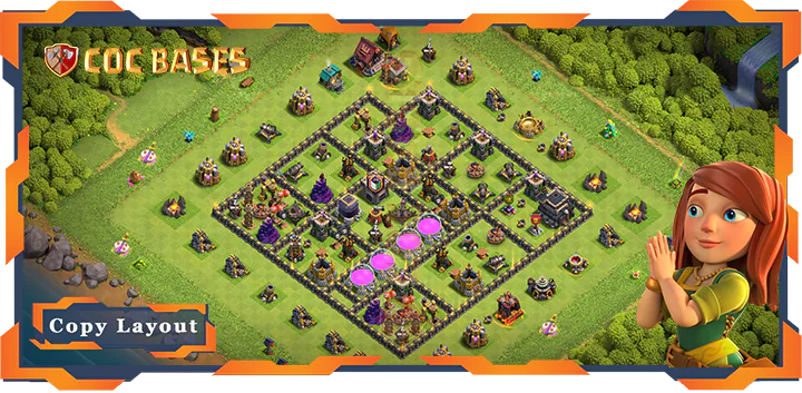 Top Farming Base TH9 with Link, Hybrid Layout – Clash of Clans (275)