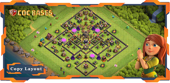 Top Farming Base TH9 with Link, Anti 2 Star, Hybrid Layout – Clash of Clans (255)