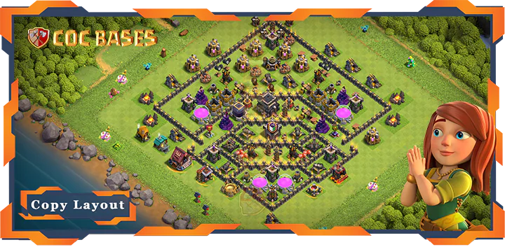 Top Farming Base TH9 with Link, Anti Everything, Hybrid Layout – Clash of Clans (257)