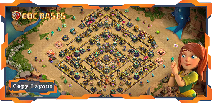 Top Farming Base TH14 with Link, Anti Air/Electro Dragon, Hybrid Layout – Clash of Clans (349)