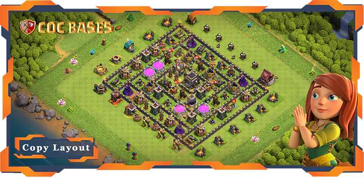 Top Hybrid Base TH9 with Link, Defense, Anti Everything Layout – Clash of Clans (326)