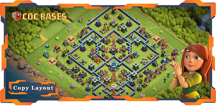 Top Hybrid Base TH13 with Link, Defense, Anti Everything Layout – Clash of Clans (345)
