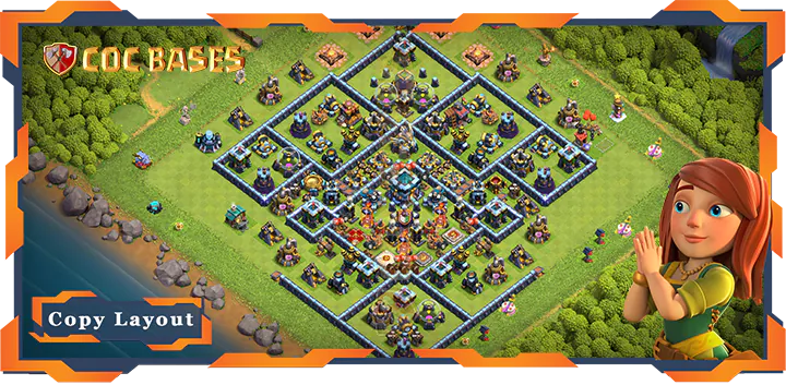 Top Hybrid Base TH13 with Link, Defense, Anti Everything Layout – Clash of Clans (338)