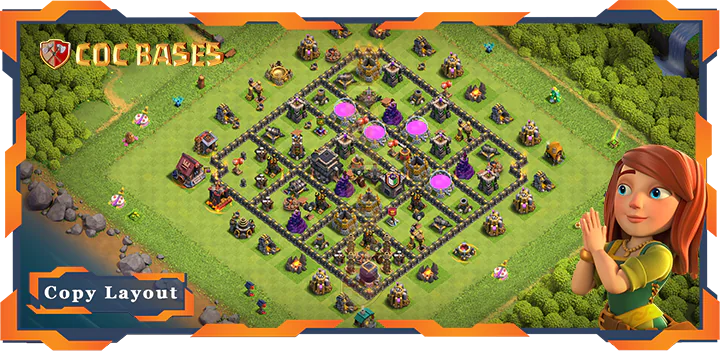 Top Hybrid Base TH9 with Link, Defense, Anti Everything Layout – Clash of Clans (306)