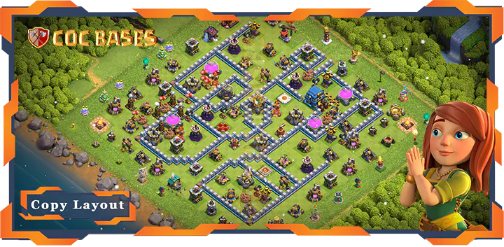 Top Hybrid Base TH12 with Link, Anti 3 Star Layout – Clash of Clans (396)