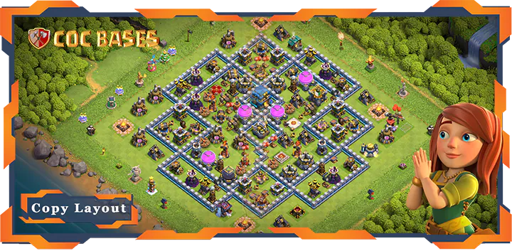 Top Hybrid Base TH12 with Link, Anti 2 Star Layout – Clash of Clans (402)