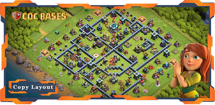 Top Hybrid Base TH13 with Link, Anti 3 Star Layout – Clash of Clans (386)