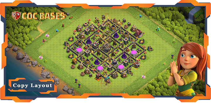 Top Hybrid Base TH9 with Link, Anti 2 Star Layout – Clash of Clans (302)