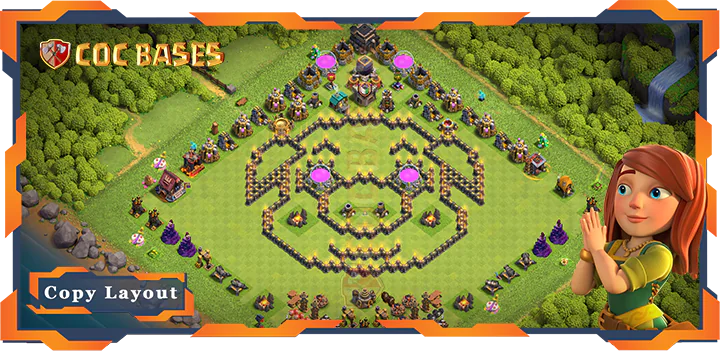 Top Troll Base TH9 with Link, Funny Layout – Clash of Clans (293)
