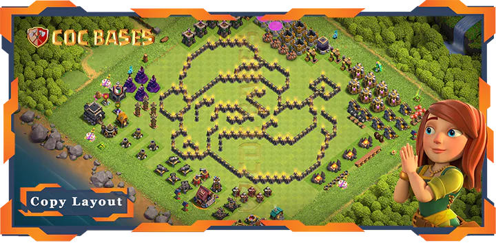 Top Troll Base TH9 Base with Link, Funny Layout – Clash of Clans (288)