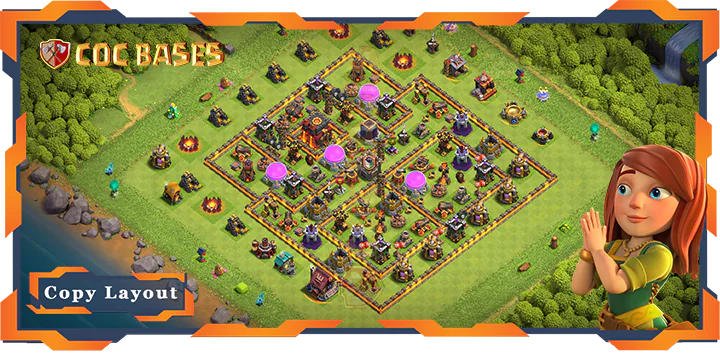 Top Trophy Base TH10 with Link, Defense Layout – Clash of Clans (438)