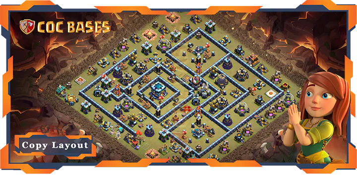 Top War Base TH13 with Link, Anti 3 star Layout – Clash of Clans (364)