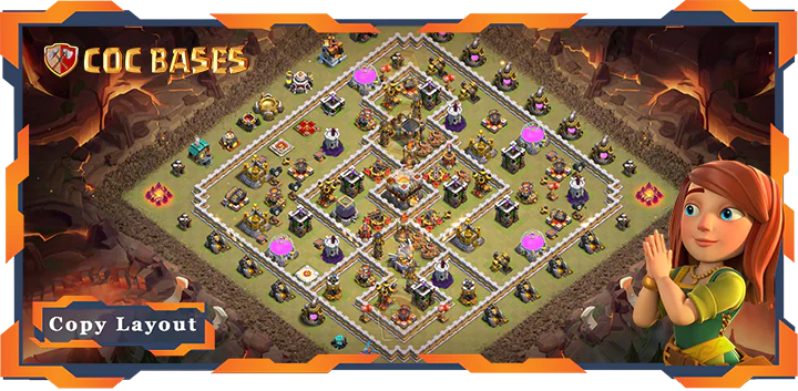 Top War Base TH11 with Link, Anti Air Electro/Dragon, Hybrid Layout – Clash of Clans (318)