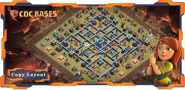 Top War Base TH13 with Link, Defense Layout – Clash of Clans (355)
