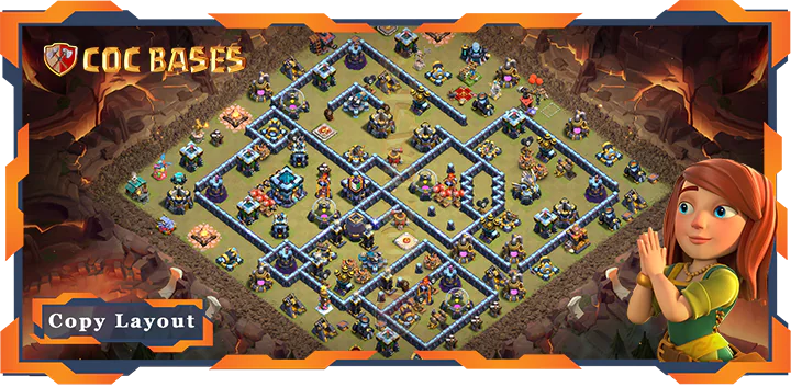 Top War Base TH13 with Link, Anti 3 Star, Hybrid Layout – Clash of Clans (348)