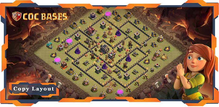 Top War Base TH9 with Link, Anti 2 Star, Anti Everything Layout – Clash of Clans (294)