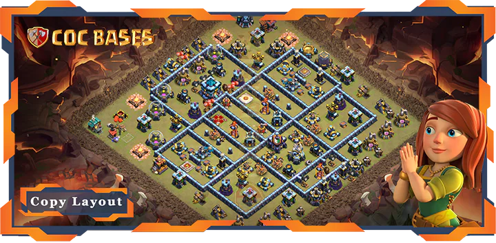 Top War Base TH13 with Link, Anti Everything, Defense Layout – Clash of Clans (330)