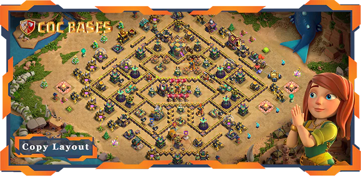 Top War Base TH14 with Link, Anti 2 Star Layout – Clash of Clans (342)