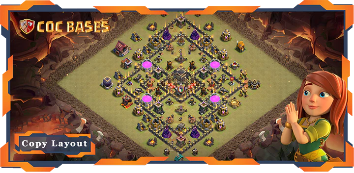 Top War Base TH9 with Link, Anti Air/Dragon, Defense Layout – Clash of Clans (307)