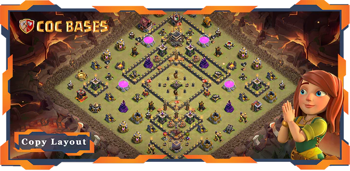 Top War Base TH9 with Link, Defense, Anti Everything Layout – Clash of Clans (312)