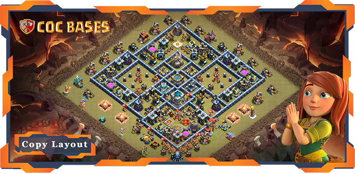 Top War Base TH13 with Link, Defense, Anti Everything Layout – Clash of Clans (372)