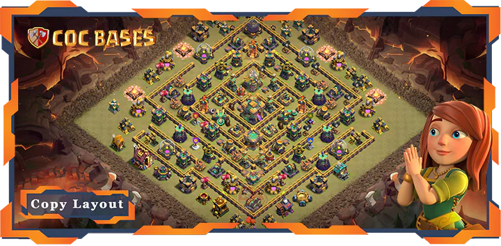 Top War Base TH14 with Link, Anti 2 Star, Legend League, Defense Layout – Clash of Clans (335)