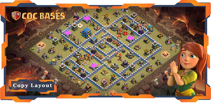 Top War Base TH12 with Link, Anti 3 Star, Hybrid Layout – Clash of Clans (414)