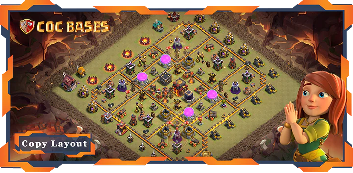 Top War Base TH10 with Link, Anti Air/Dragon, Anti 2 Star Layout – Clash of Clans (431)