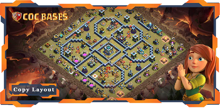 Top War Base TH13 with Link, Anti 3 star Layout – Clash of Clans (325)