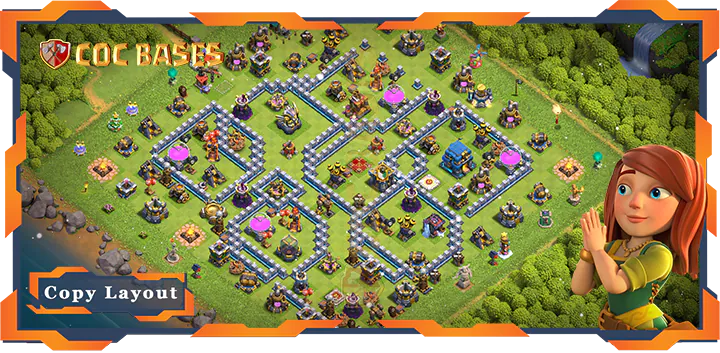Top War Base TH12 with Link, Hybrid, Defense Layout – Clash of Clans (360)