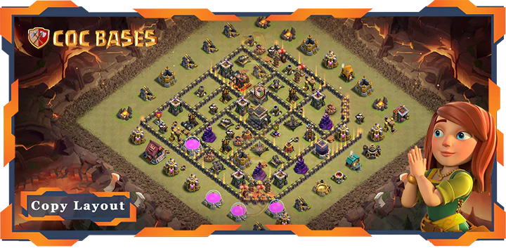 Top War Base TH9 with Link, Anti 2 Star Layout – Clash of Clans (280)
