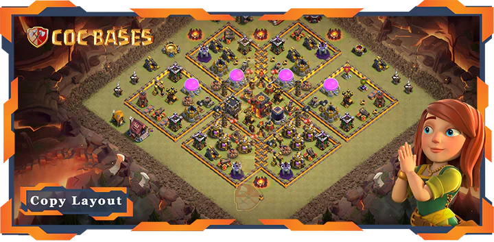 Top War Base TH10 with Link, Anti 3 Star, Hybrid Layout – Clash of Clans (427)