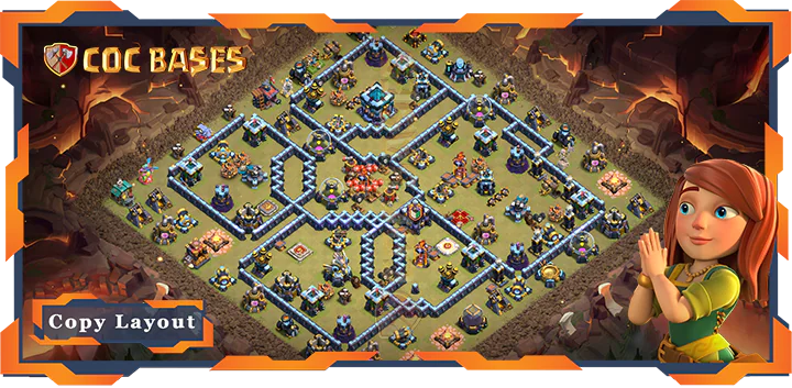 Top War Base TH13 with Link, Defense Layout – Clash of Clans (341)