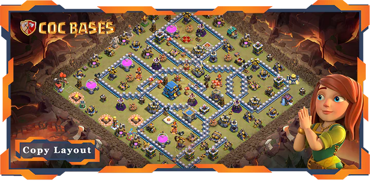 Top War Base TH12 with Link, Anti 2 Star, Hybrid Layout – Clash of Clans (381)
