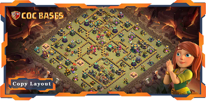Top War Base TH14 with Link, Hybrid, Defense Layout – Clash of Clans (336)