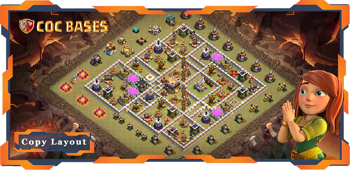 Top War Base TH11 with Link, Hybrid, Anti Everything, Defense Layout – Clash of Clans (319)
