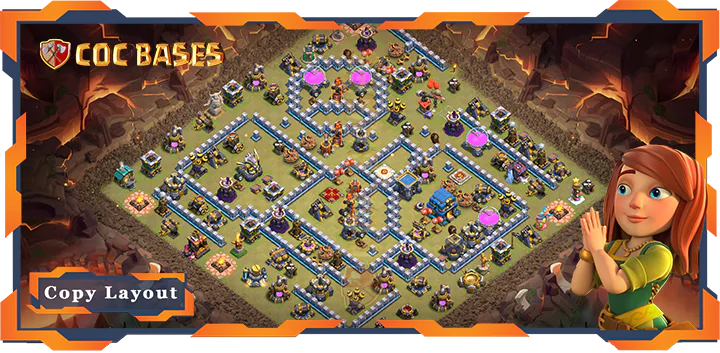 Top War Base TH12 with Link, Anti 3 Star, Hybrid Layout – Clash of Clans (355)