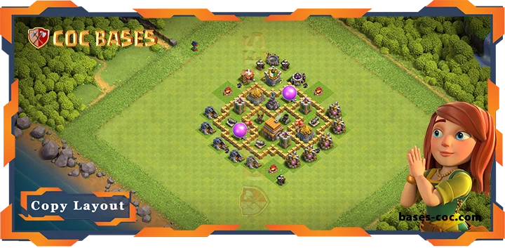 Top Anti 3 Star Base TH5 with Link, Anti Air, Defense Layout – Clash of Clans (74)