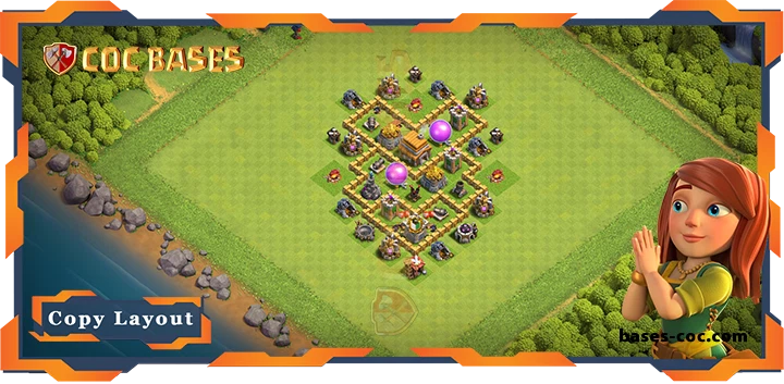 Top Anti 3 Star Base TH5 with Link, Hybrid Layout – Clash of Clans (69)