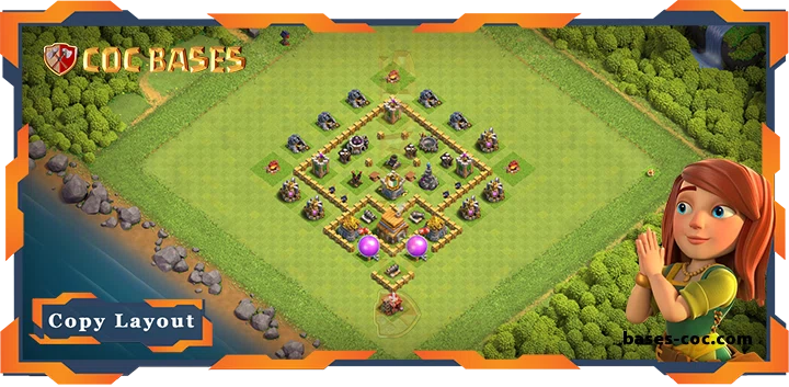 Top Anti 3 star Base TH5 Base with Link, Anti Air, Defense Layout – Clash of Clans (71)