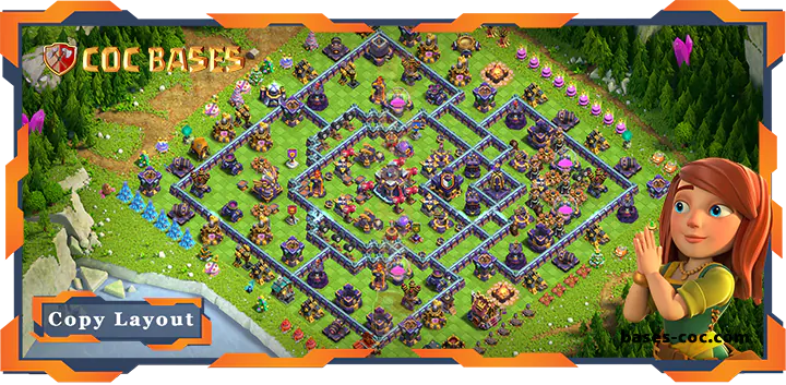 Top Base TH15 with Link, Hybrid, Anti 2 Star Layout – Clash of Clans (160)