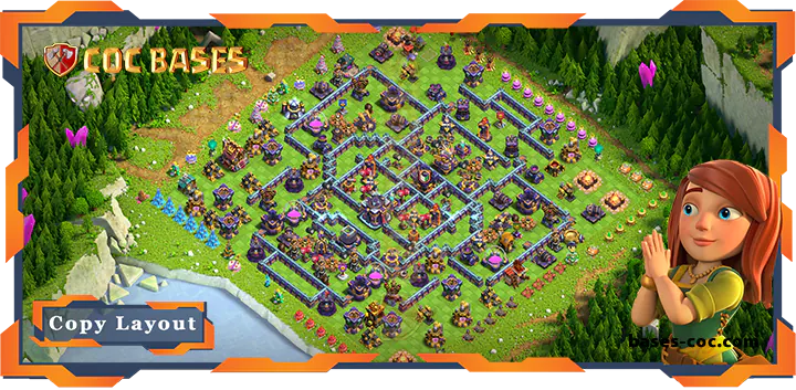 Top Base TH15 with Link, Anti 2 Star, Hybrid Layout – Clash of Clans (171)